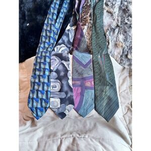 Vintage Mens Necktie Lot 4 Van Heusen Jefferson Tango Vogue Silk Rayon Abstract